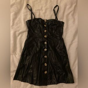 Faux Leather Button Down Dress